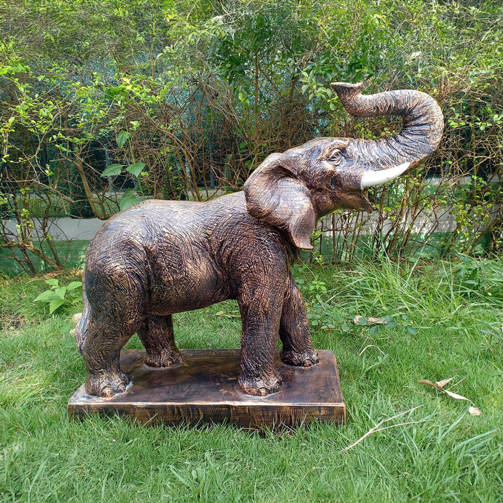 Enigma Bronze Effect XL Roaring Elephant Garden Statue 5060235339370 2